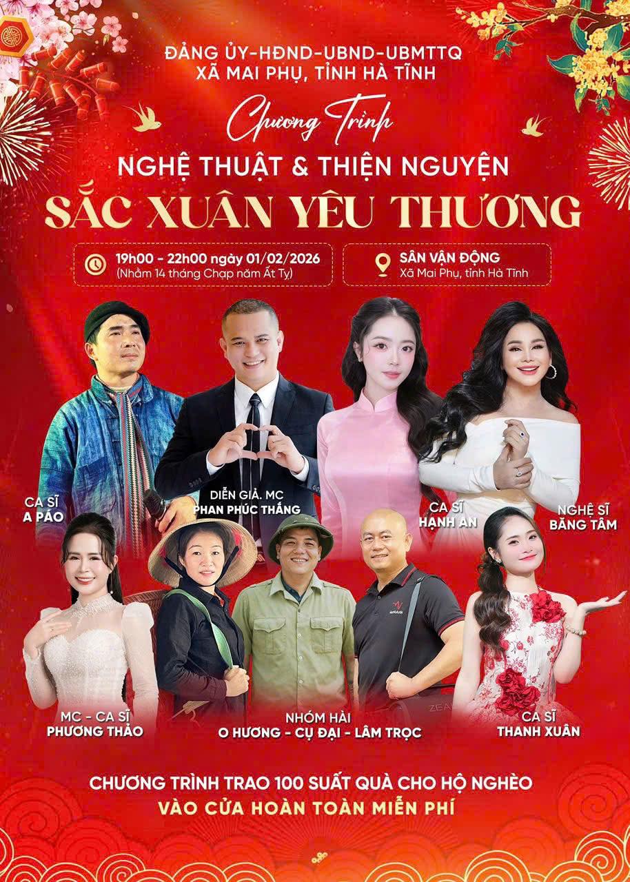 CHƯƠNG TRÌNH NGHỆ THUẬT & THIỆN NGUYỆN “SẮC XUÂN YÊU THƯƠNG”.