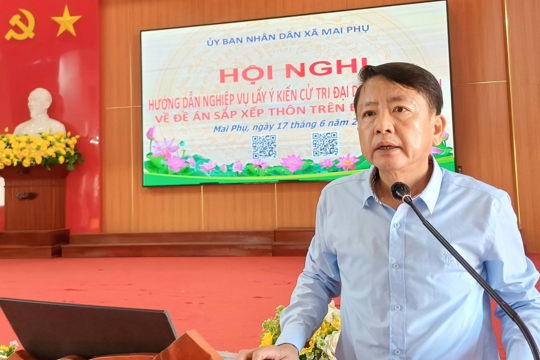Xã Mai Phụ tập huấn nghiệp vụ lấy ý kiến cử tri về Đề án sắp xếp thôn 