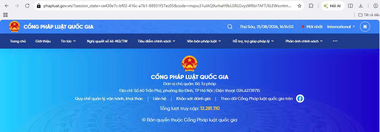 Cổng pháp luật quốc gia địa chỉ tra cứu, tìm hiểu pháp luật