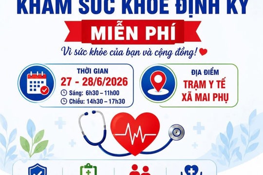 Thông báo về việc tổ chức khám sức khỏe định kỳ miễn phí cho người dân 