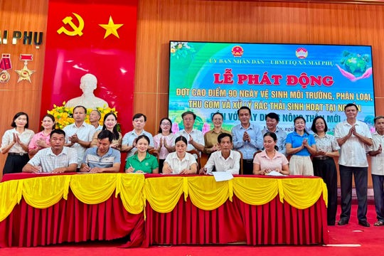 Mai Phụ tổ chức lễ phát động đợt cao điểm 90 ngày vệ sinh môi trường, phân loại, thu gom và xử lý rác thải sinh hoạt tại nguồn gắn với xây dựng nông thôn mới 