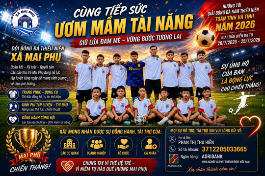 Mai Phụ sẵn sàng cho giải bóng đá nam thiếu niên toàn tỉnh năm 2026.