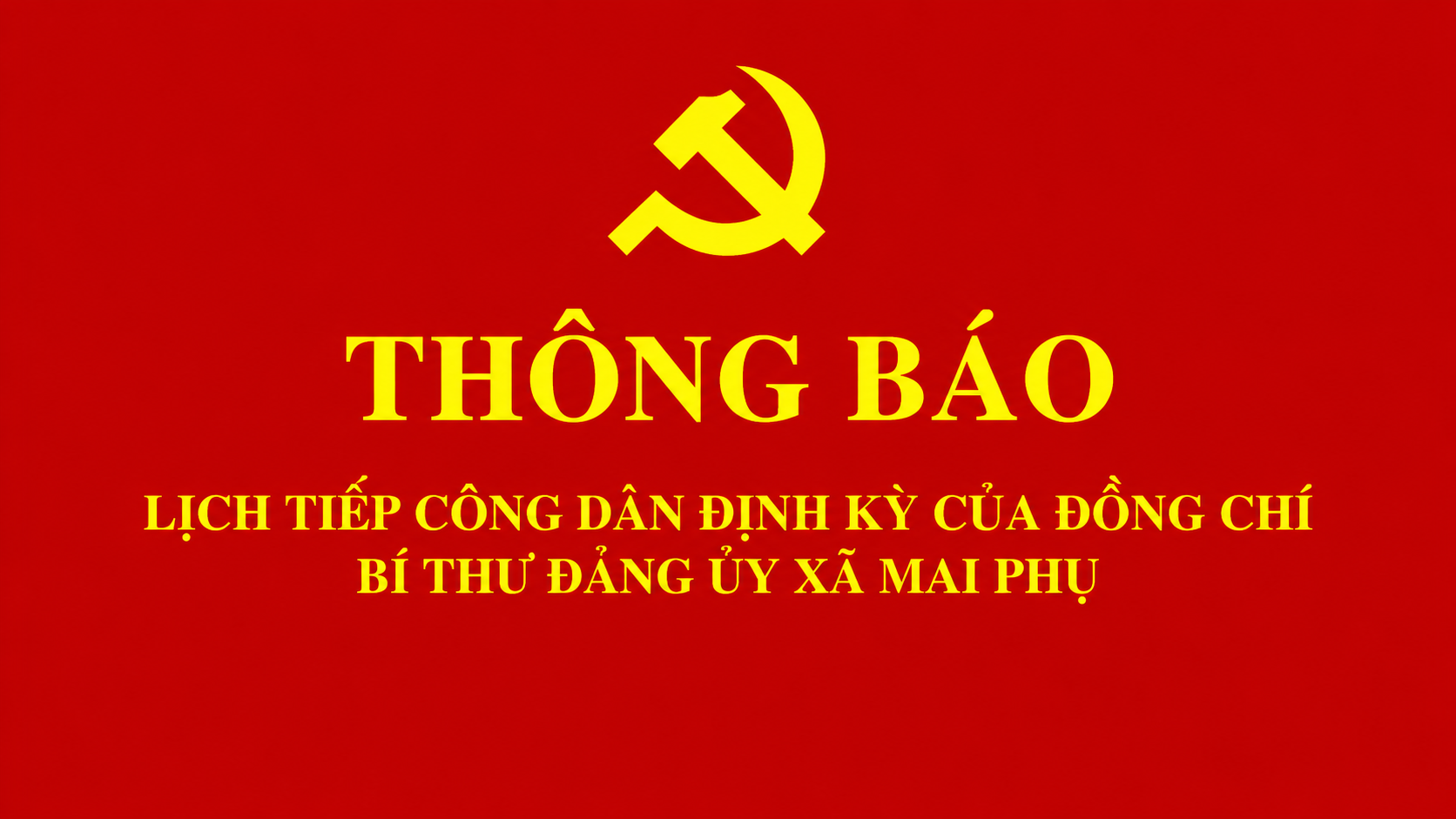 Thông báo Lịch tiếp công dân định kỳ tháng 10/2026